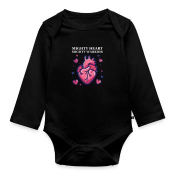 Conscience CHD Cœur puissant, Puissant guerrier - Body Bébé bio manches longues - noir - Devant