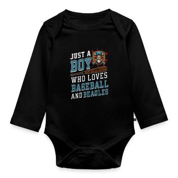Juste un garçon qui aime le baseball et les beagles - Body Bébé bio manches longues - noir - Devant
