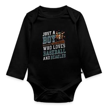 Juste un garçon qui aime le baseball et les beagles - Body Bébé bio manches longues - noir - Devant