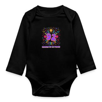 92nd Birthday Cheers To 92 Years - Organic Longsleeve Baby Bodysuit - black - Front