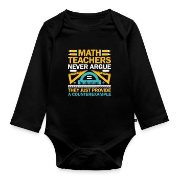 Professeur de mathématiques Professeur d’école Professeur de mathématiques drôle S - Body Bébé bio manches longues - noir - Devant