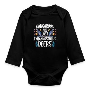 Les kangourous ne sont que des cerfs tyrannosaures Funny Kä - Body Bébé bio manches longues - noir - Devant