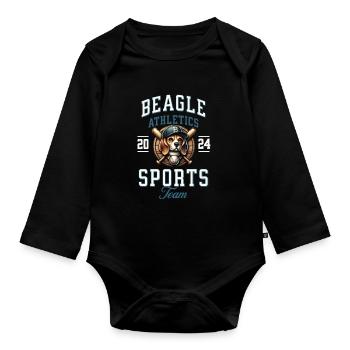 Baseball 2024 Beagle Sport - Einzigartiger Beagle - Baby Bio-Langarm-Body - Schwarz - Vorne