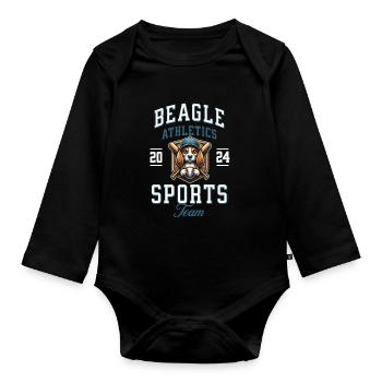 Baseball 2024 Beagle Sport - Einzigartiger Beagle - Baby Bio-Langarm-Body - Schwarz - Vorne