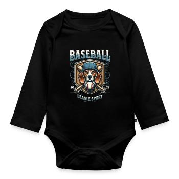 Baseball 2024 Beagle Sport - Einzigartiger Beagle - Baby Bio-Langarm-Body - Schwarz - Vorne