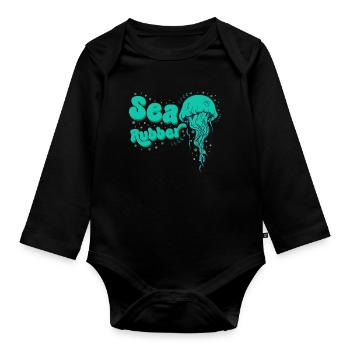 Conception amusante de caoutchouc de mer de méduse pour les fans de mer - Body Bébé bio manches longues - noir - Devant