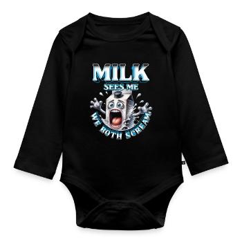 Milchallergie Milk Sees Me We Both Scream - Organic Longsleeve Baby Bodysuit - black - Front