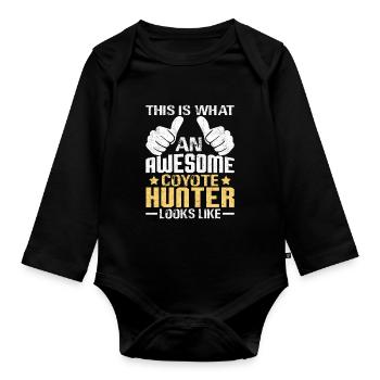 Coyote Hunting Yote - Organic Longsleeve Baby Bodysuit - black - Front