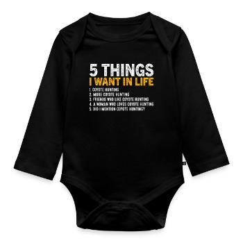 Coyote Hunter Yote - Organic Longsleeve Baby Bodysuit - black - Front