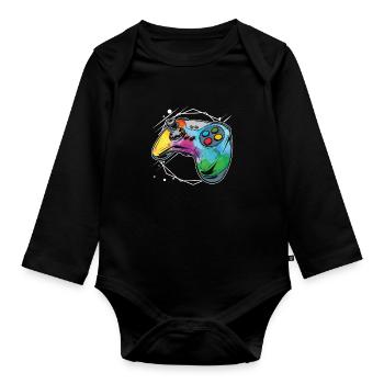Gamer Gaming Aquarell Gaming Controller - Baby Bio-Langarm-Body - Schwarz - Vorne