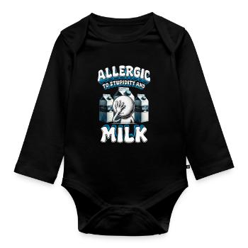 Allergie au lait Allergique à la stupidité et au lait - Body Bébé bio manches longues - noir - Devant