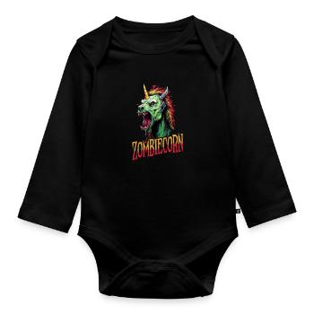 Licorne d’Halloween Zombiecorn - Body Bébé bio manches longues - noir - Devant