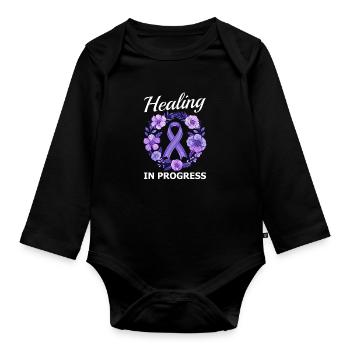 Heilung häuslicher Gewalt im Gange - Baby Bio-Langarm-Body - Schwarz - Vorne