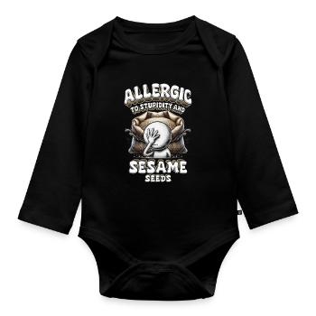 Kapselfrüchteallergie Allergic To Sesame Seeds - Baby Bio-Langarm-Body - Schwarz - Vorne