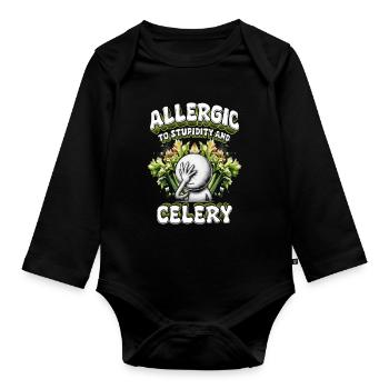 Allergie au céleri allergique à la stupidité et au céleri - Body Bébé bio manches longues - noir - Devant