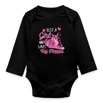 Big Floppa Caracal Cat Meme Girl qui aime Big Flo - Body Bébé bio manches longues - noir - Devant