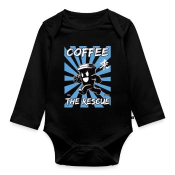 Le café à la rescousse - Body Bébé bio manches longues - noir - Devant