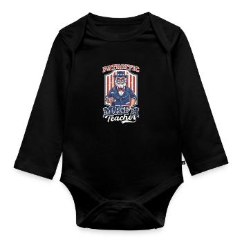 4. Juli Mathelehrer Patriotisch Vintage Retro - Baby Bio-Langarm-Body - Schwarz - Vorne