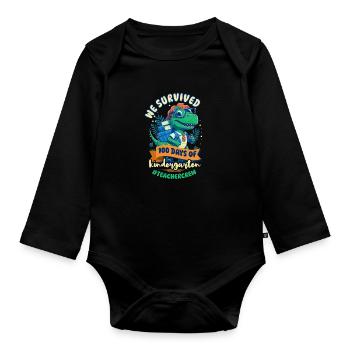 100 Tage Schullehrer überlebten 100 Kindergart - Baby Bio-Langarm-Body - Schwarz - Vorne