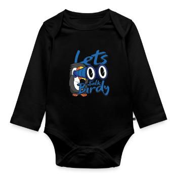 Vogelbeobachtung Ornithologe Let's talk birdy - Baby Bio-Langarm-Body - Schwarz - Vorne