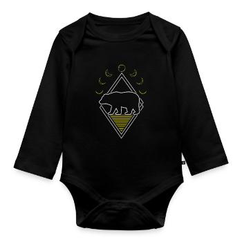 Bear Brown Bear Abstract Moon Phases - Organic Longsleeve Baby Bodysuit - black - Front