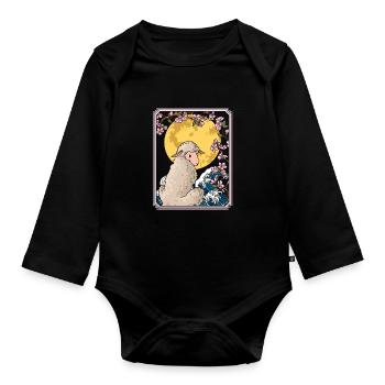 Schaf Japan Cherry Blossom Moon - Baby Bio-Langarm-Body - Schwarz - Vorne