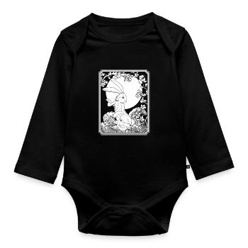 Bunny Rabbit Japan Cherry Blossom Moon - Organic Longsleeve Baby Bodysuit - black - Front