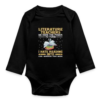Professeur de littérature Professeur d’école Professeur drôle S - Body Bébé bio manches longues - noir - Devant