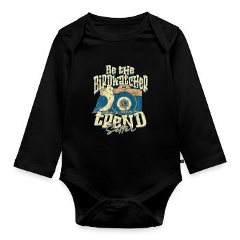 Bird watching ornithologist - Organic Longsleeve Baby Bodysuit - black - Front
