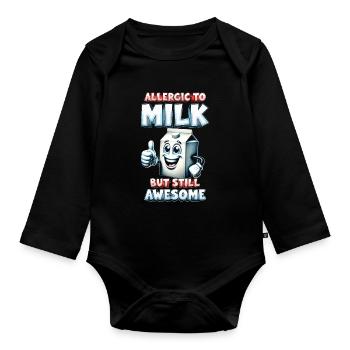 Milk allergy - Organic Longsleeve Baby Bodysuit - black - Front