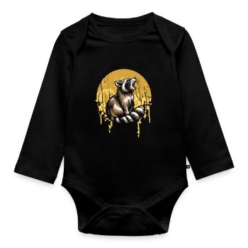 Waschbär Moon Howling - Baby Bio-Langarm-Body - Schwarz - Vorne