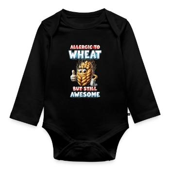 Wheat Allergy Allerigic To Wheat - Organic Longsleeve Baby Bodysuit - black - Front