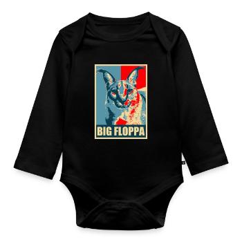 Big Floppa Karakal Cat Meme - Body Bébé bio manches longues - noir - Devant