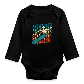 Snowboard Snowboarder - Baby Bio-Langarm-Body - Schwarz - Vorne