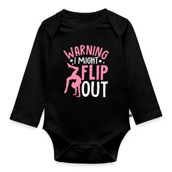 Funny Cheerleading Cheerleader Cheer Squad Might F - Organic Longsleeve Baby Bodysuit - black - Front