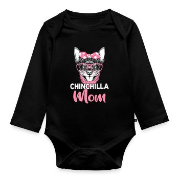 Chinchilla Mom Funny Pet Owner - Organic Longsleeve Baby Bodysuit - black - Front