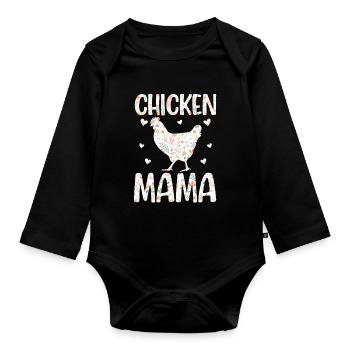 Chicken Mom Chicken Mom Farm Animal - Organic Longsleeve Baby Bodysuit - black - Front