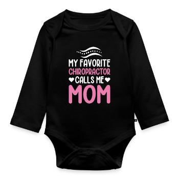 Mon chiropraticien préféré m’appelle maman blague - Body Bébé bio manches longues - noir - Devant