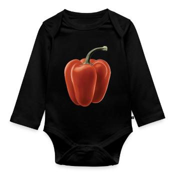 Paprika Geschenk - Baby Bio-Langarm-Body - Schwarz - Vorne