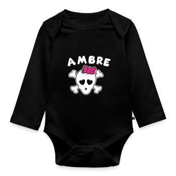 Pirate Ambre Design pour les filles et les femmes - Body Bébé bio manches longues - noir - Devant