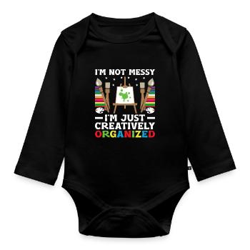 Art Teacher School Teacher Funny Art Teachers Scho - Organic Longsleeve Baby Bodysuit - black - Front