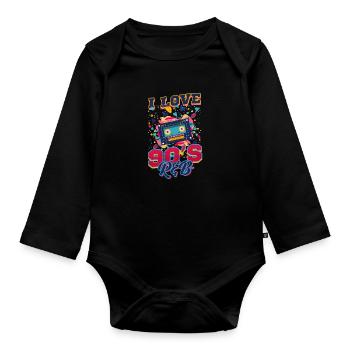 90s R&B I Love 90'S R&B - Organic Longsleeve Baby Bodysuit - black - Front