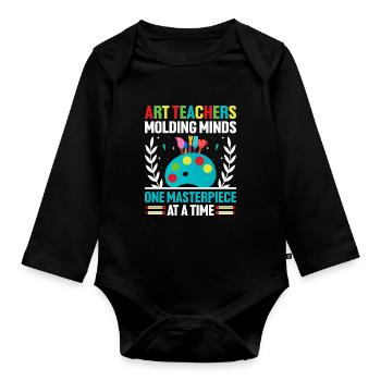 Art Teacher School Teacher Funny Art Teachers Scho - Organic Longsleeve Baby Bodysuit - black - Front