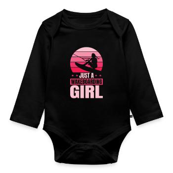 Wakeboard Wakeboarder Just A Wakeboarding Girl - Body Bébé bio manches longues - noir - Devant