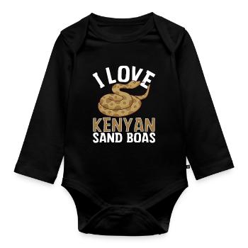 I love Kenyan sand boas snake - Organic Longsleeve Baby Bodysuit - black - Front