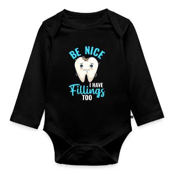 Technicien de laboratoire dentaire Dentiste Be Nice I h - Body Bébé bio manches longues - noir - Devant