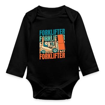 Forklift Forklift Driver - Organic Longsleeve Baby Bodysuit - black - Front