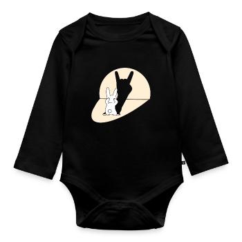 Lapin drôle avec une ombre rock’n’roll - Body Bébé bio manches longues - noir - Devant