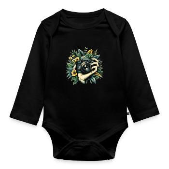 Photographer Photography Photographer - Organic Longsleeve Baby Bodysuit - black - Front