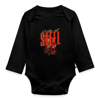 Kampffisch Gills Of Steel - Baby Bio-Langarm-Body - Schwarz - Vorne
